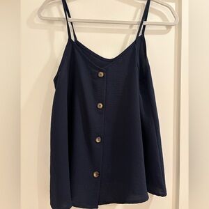 Carly Jean Los Angeles Navy Camisole with Buttons